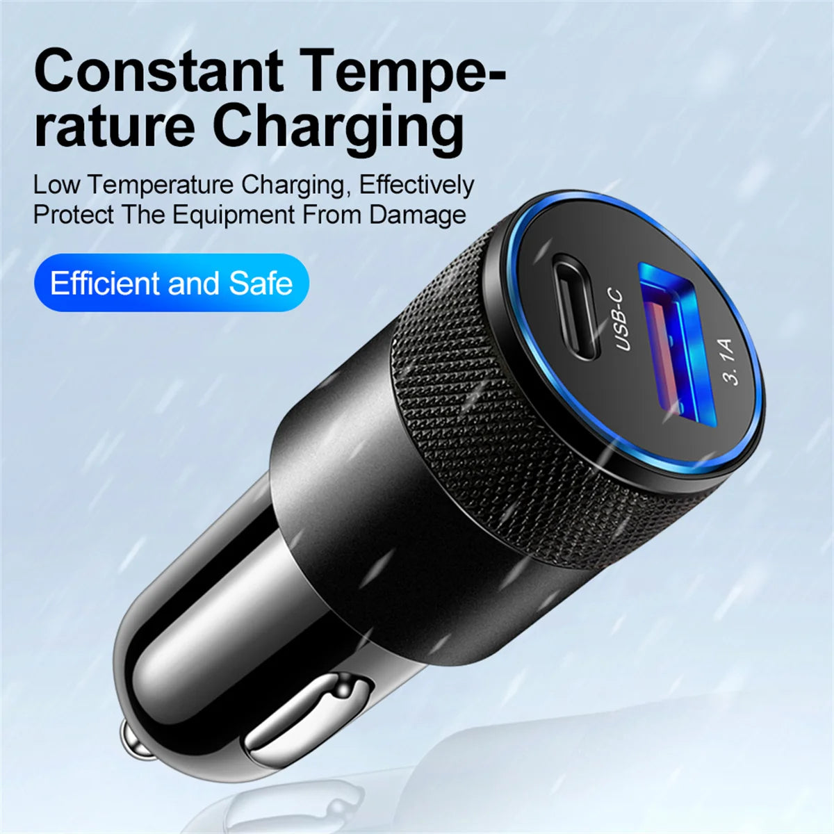 USB+Type C Fast Car Charger for iPhone, Samsung, Huawei