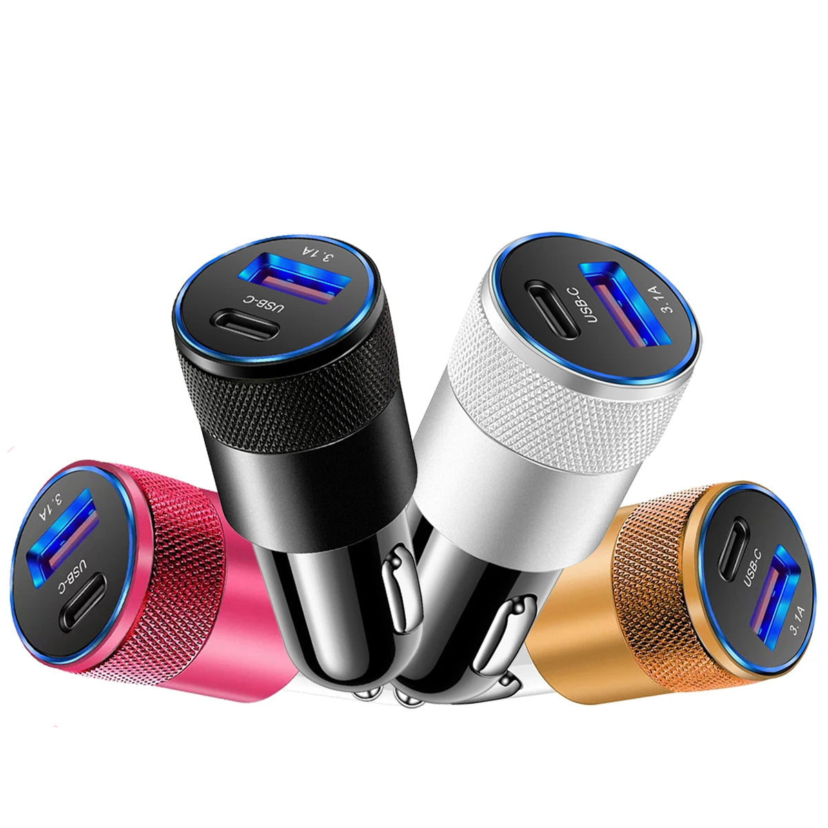 USB+Type C Fast Car Charger for iPhone, Samsung, Huawei
