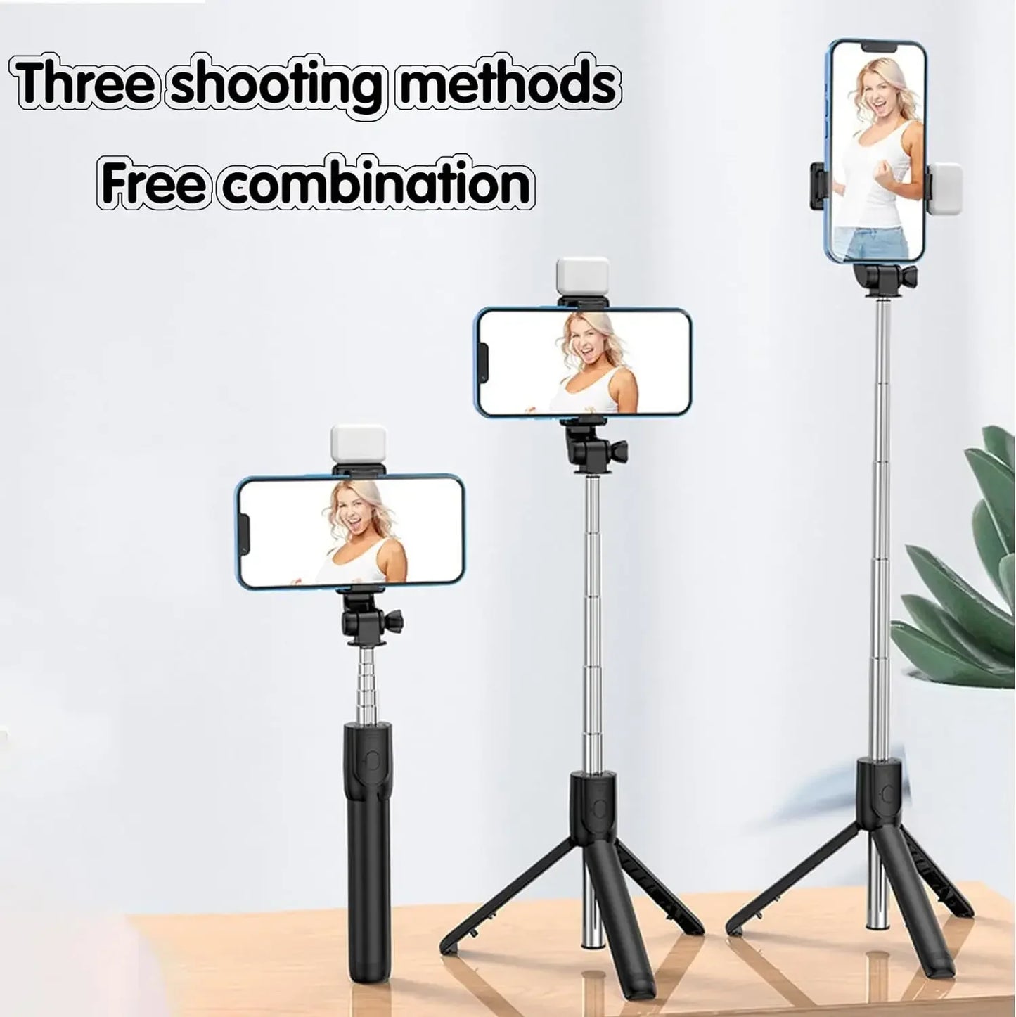 Selfie Stick Tripod with Light Portable Phone Tripod
